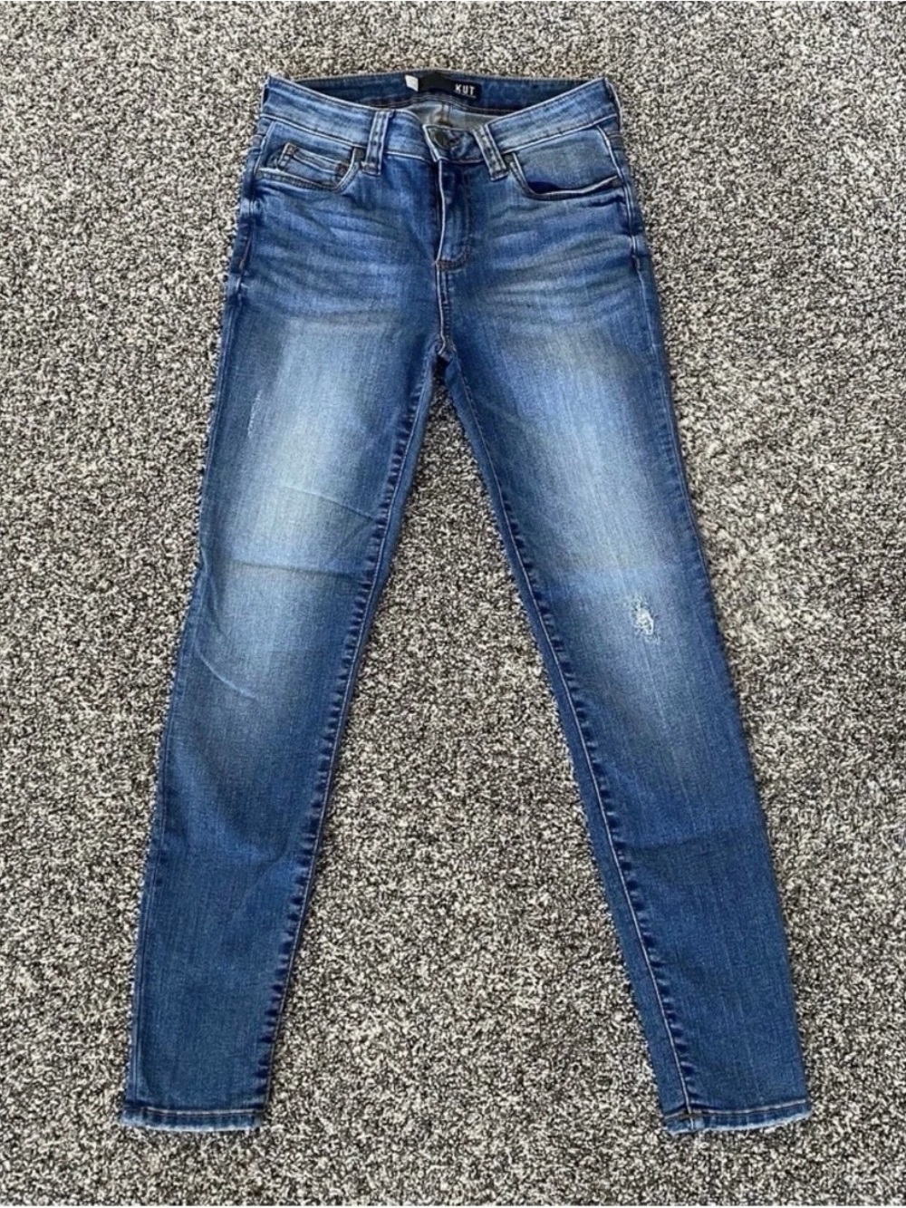 KUT from the Kloth Blue Skinny Jeans Size 0 Stretch Denim Distressed Womens